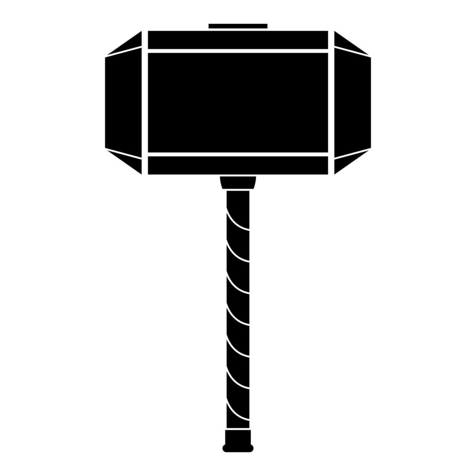 Thors Hammer mjolnir Symbol schwarz Farbe Vektor Illustration Flat Style Image