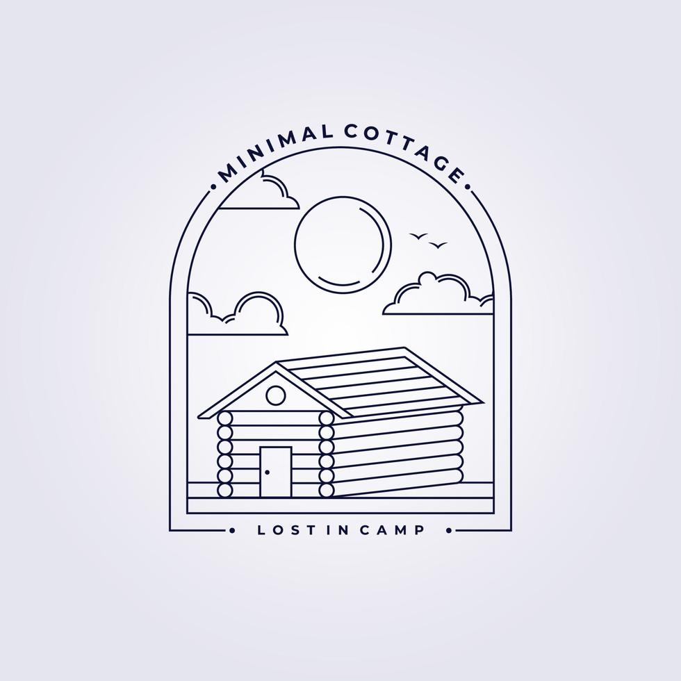 enkel linje stuga logotyp stuga lodge logi homestead vektor illustration lada design