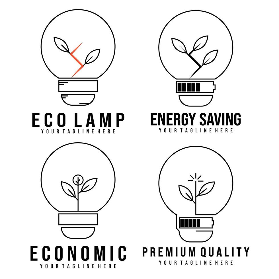 lampa logotyp vektor illustration design, kreativ energisparande ikon symbol