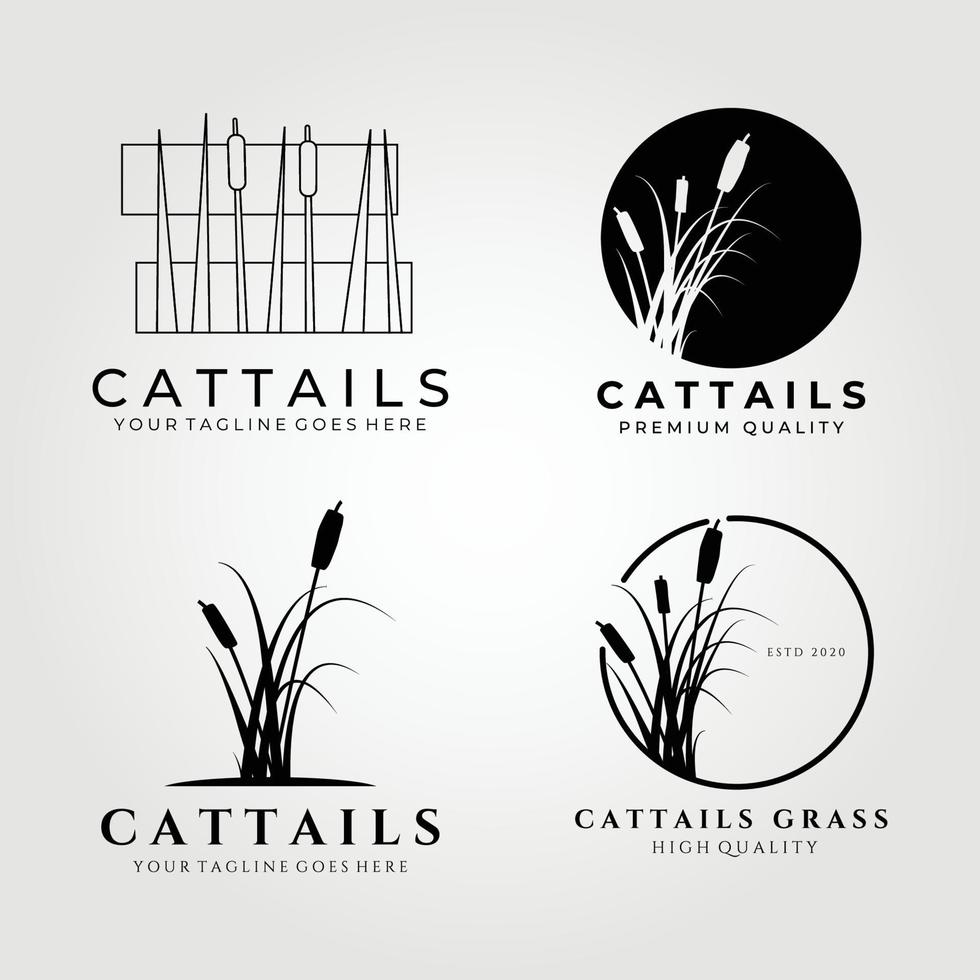 cattails logotyp set bunt vektor illustration design, cattail ikon