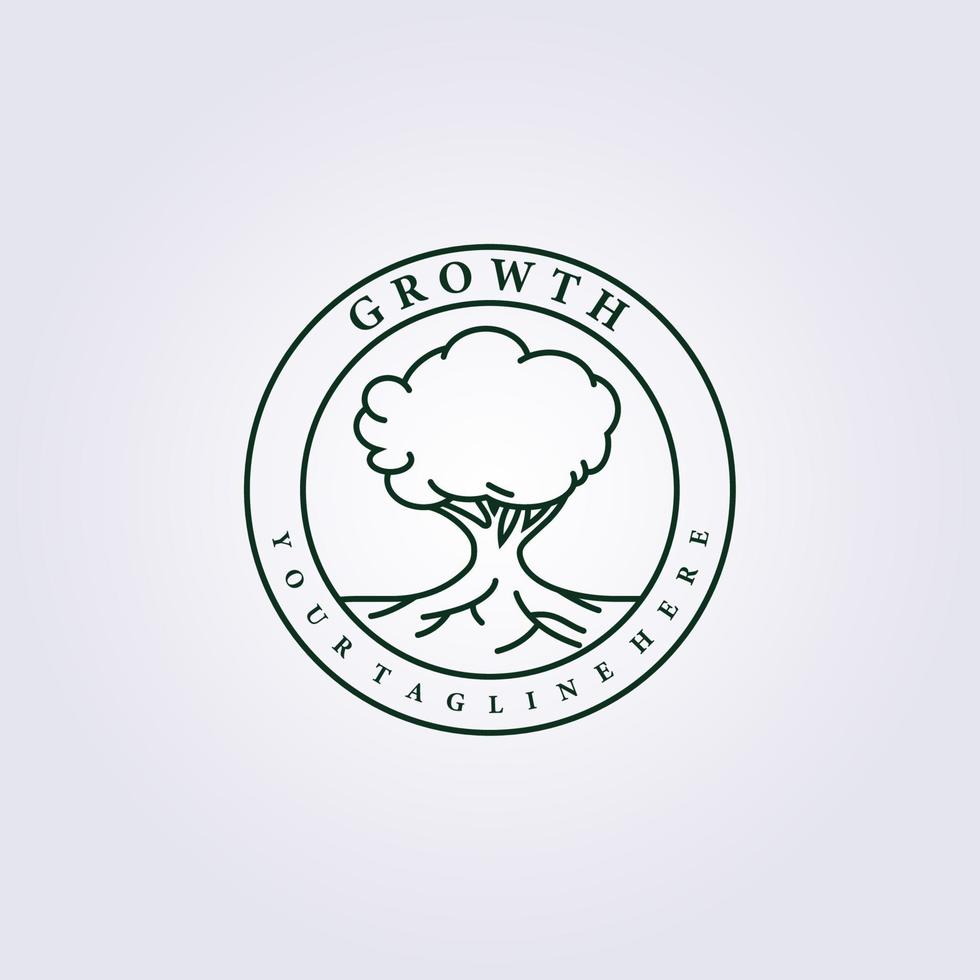Abzeichen Blütenbaum, Wurzelbaum Logo Vektorlinie Kunst Illustration Design vektor