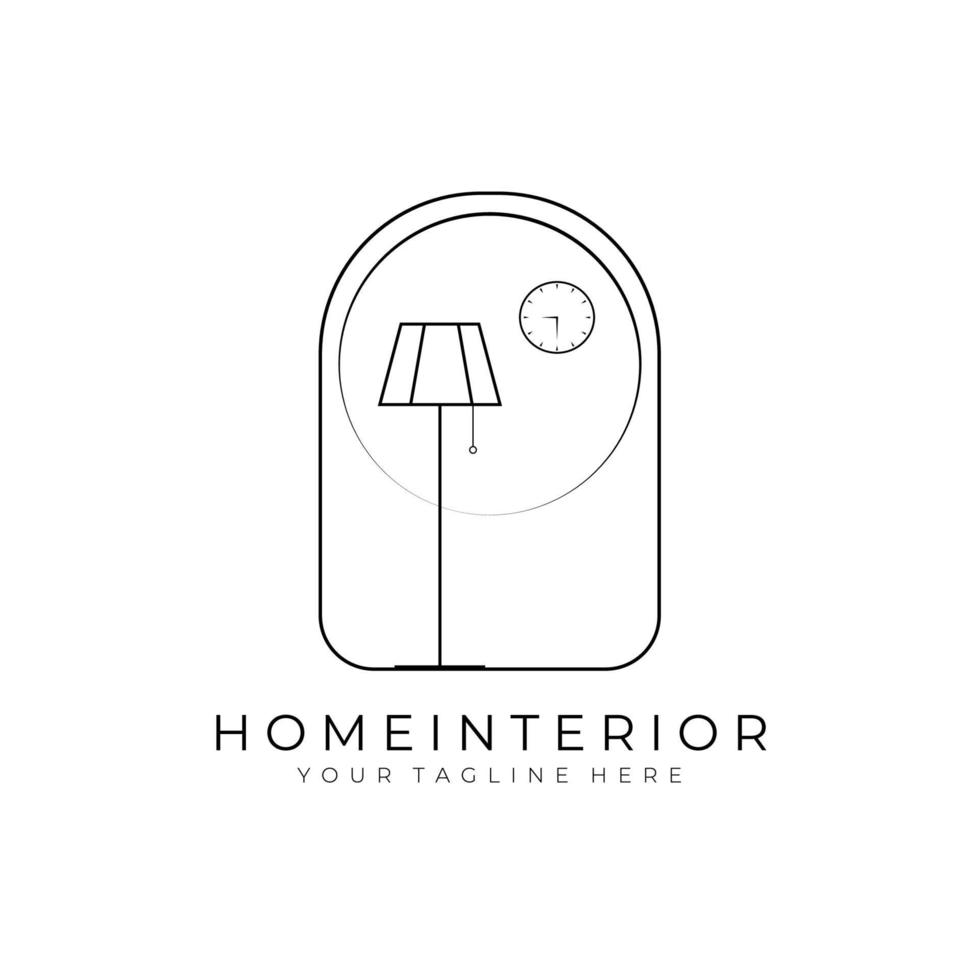 minimalistisk hemmöbler logotyp vektorillustration design, linjekonst vardagsrum mall logotyp vektor
