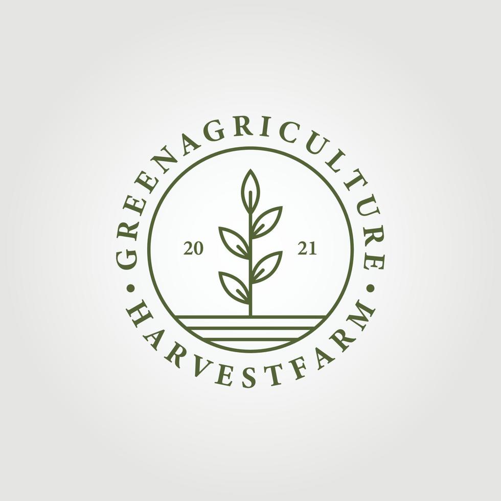 Linie Kunsternte-Farmlogo, einfaches Landwirtschaftssymbol, Landwirtschaftsvektorillustrations-Designgraphik vektor