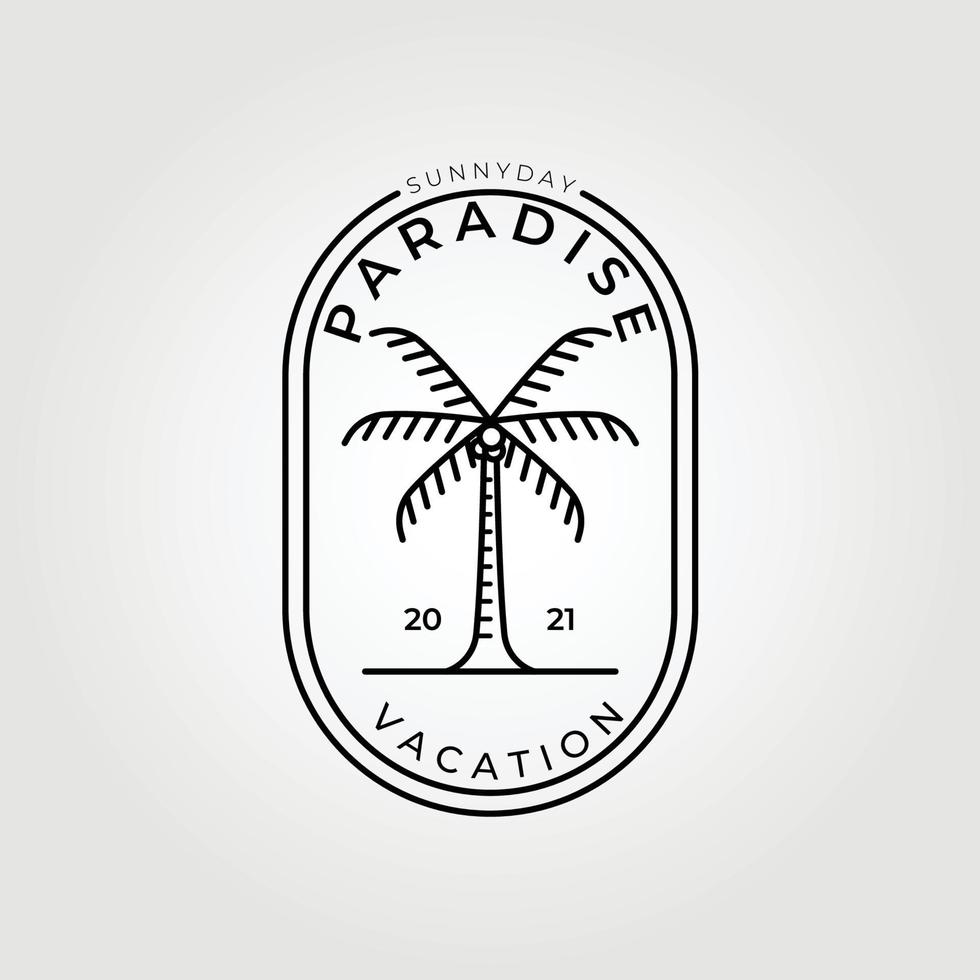 paradis, hawaii, linjekonst palmträd logotyp vektor illustration design grafik