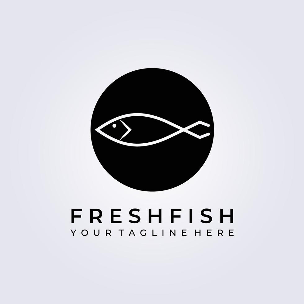 frischer Fisch, Logo-Vektorillustrationsdesign für Meeresfrüchte, Logodesign im Linienkunststil vektor