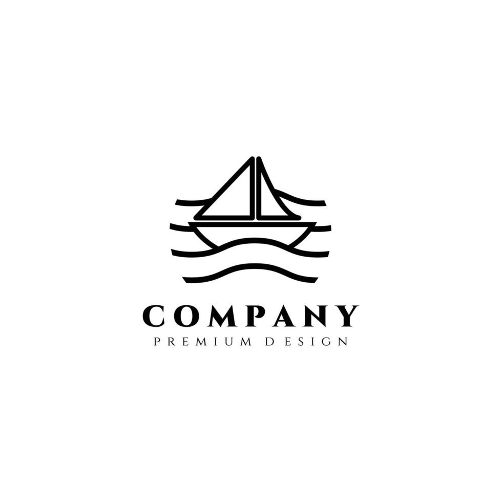 segelbåt logotyp vektor illustration design, line art segel logotyp mall minimalistisk