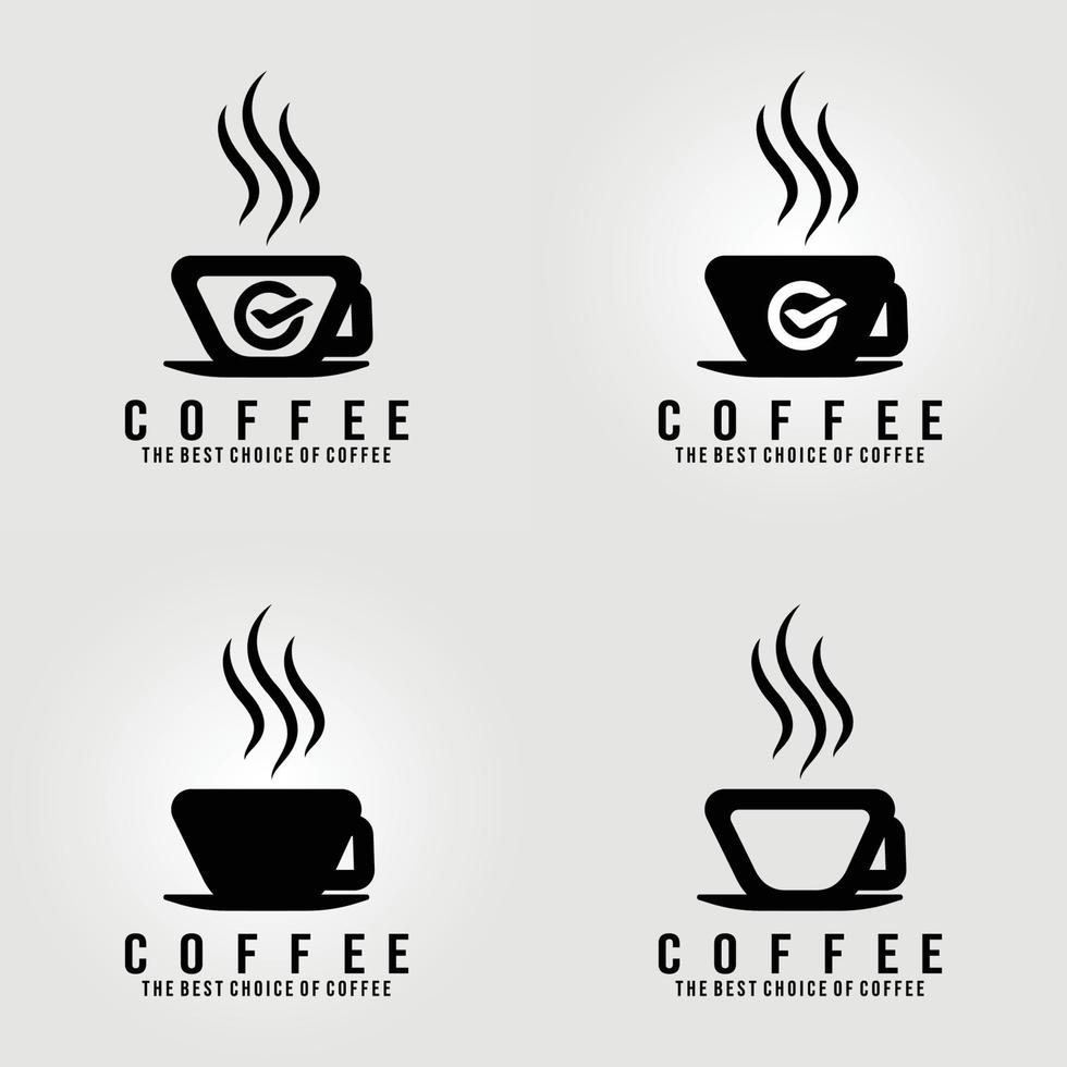 eine tasse kaffee, café-logo, cleveres vektorillustrations-logo-design, set-logo, café-logo-design vektor