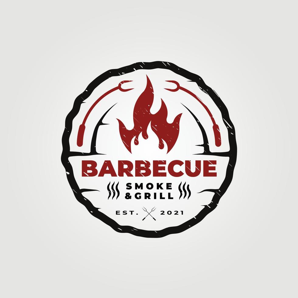grill rök grill logotyp vektor illustration design