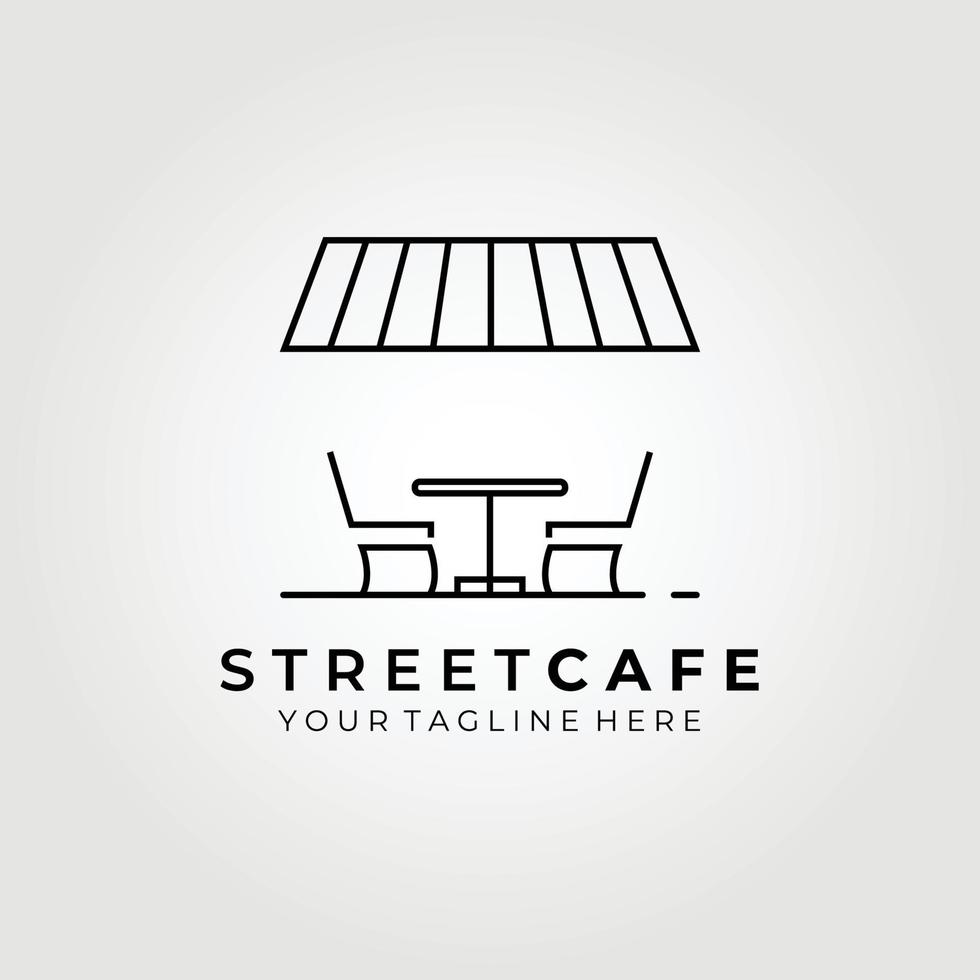 straßencafé, terrassencafé logo vektor illustration design grafik, linie kunst logo symbol