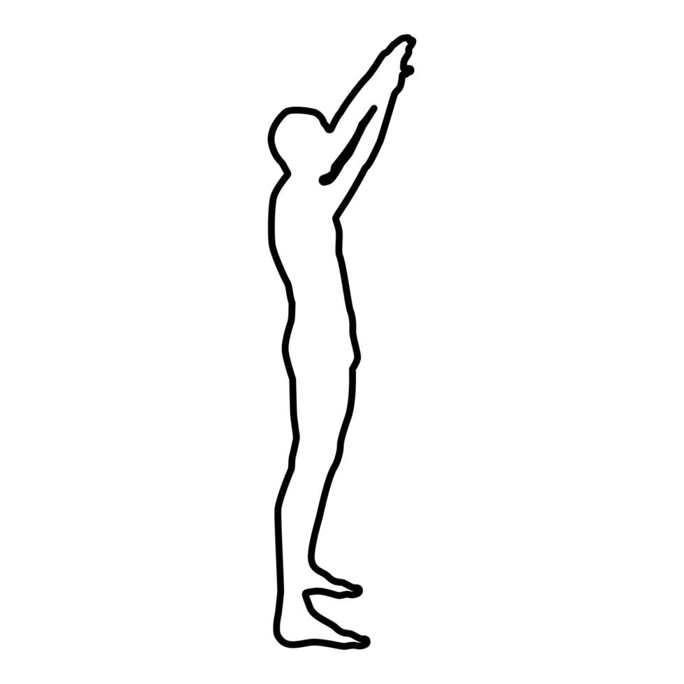 Mann mit erhobenen Armen Sportler, der die Hände seitlich anhebt vektor