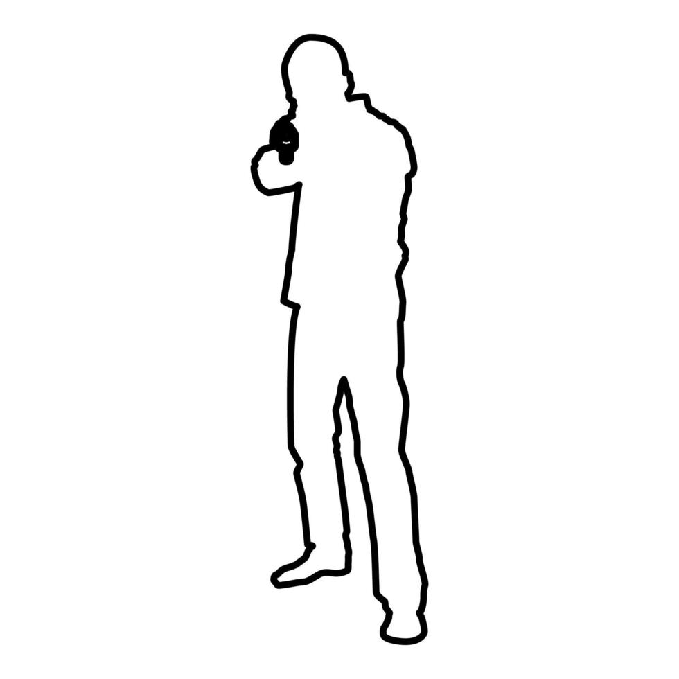 mann mit gewehr silhouette kriminelle person konzept vektor