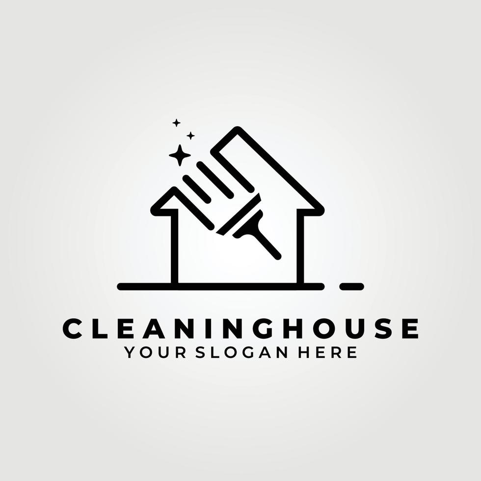 Reinigungshaus, Service-Logo-Vektor-Illustration Design-Grafik, Glashaus-Reinigung vektor