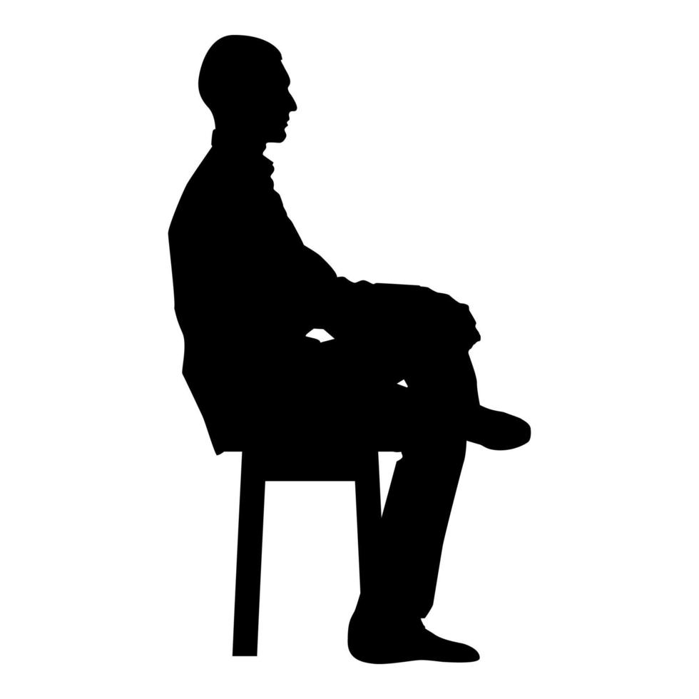 Mann sitzt Pose junger Mann sitzt auf einem Stuhl mit vektor