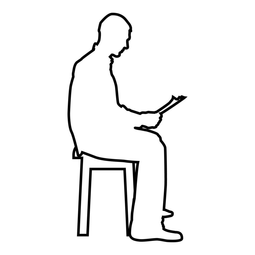 mann, sitzend, lesen, silhouette, begriff, lernen vektor