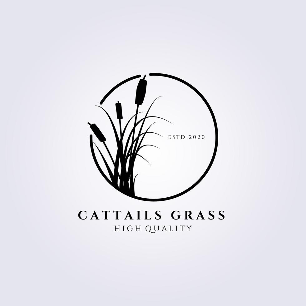 cattail gräs logotyp vektor illustration design, cirkel emblem