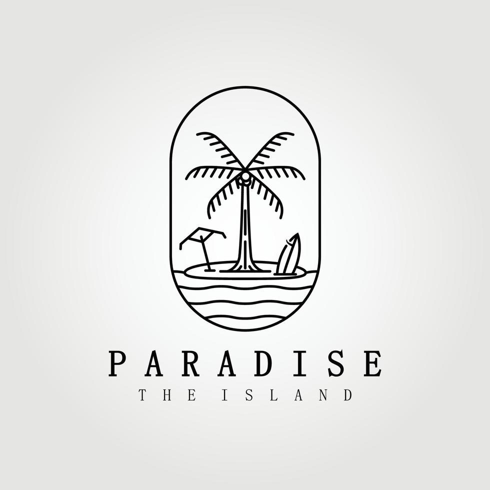 paradis, hawaii, linjekonst palmträd logotyp vektor illustration design grafik