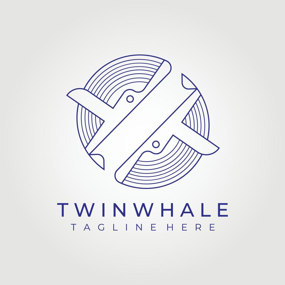 Linie Art Twin Wal Logo Vektor Illustration Design Grafik