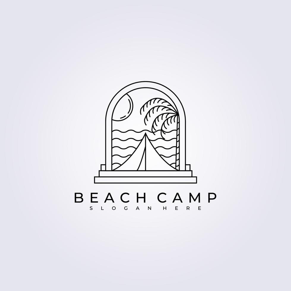 Strandcamp surfen Ozean Logo Vektor Illustration Design