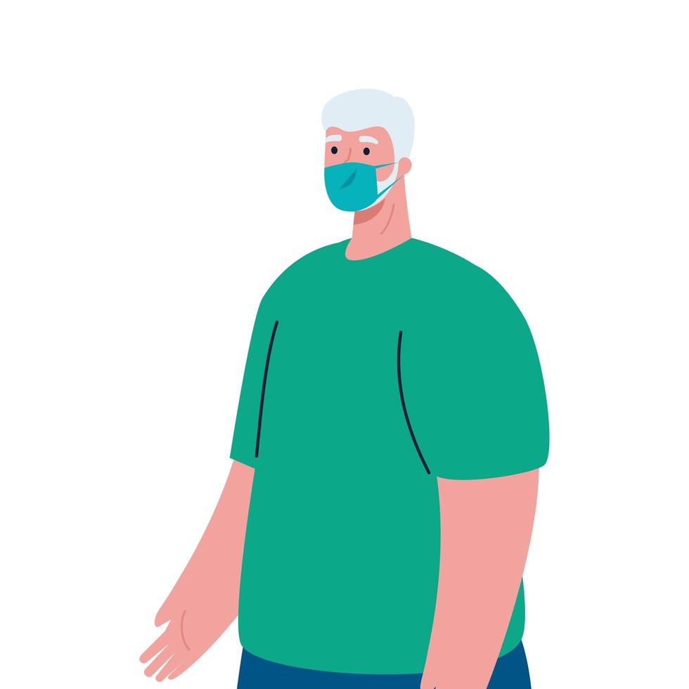 Avatar des alten Mannes mit medizinischem Maskenvektordesign vektor