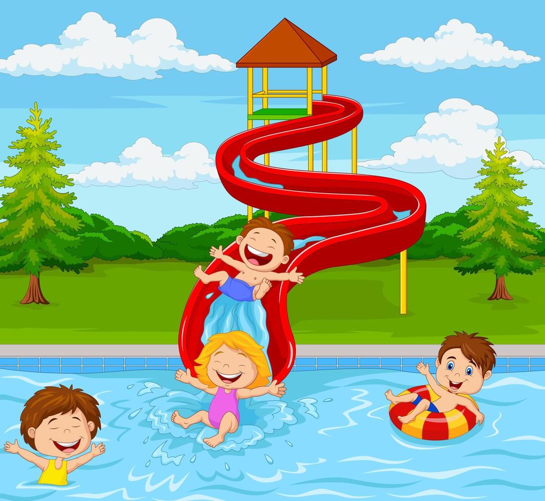 Kinder spielen im Wasserpark vektor