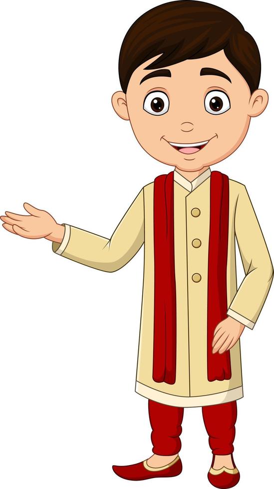 Cartoon indischer Junge in traditioneller Tracht vektor