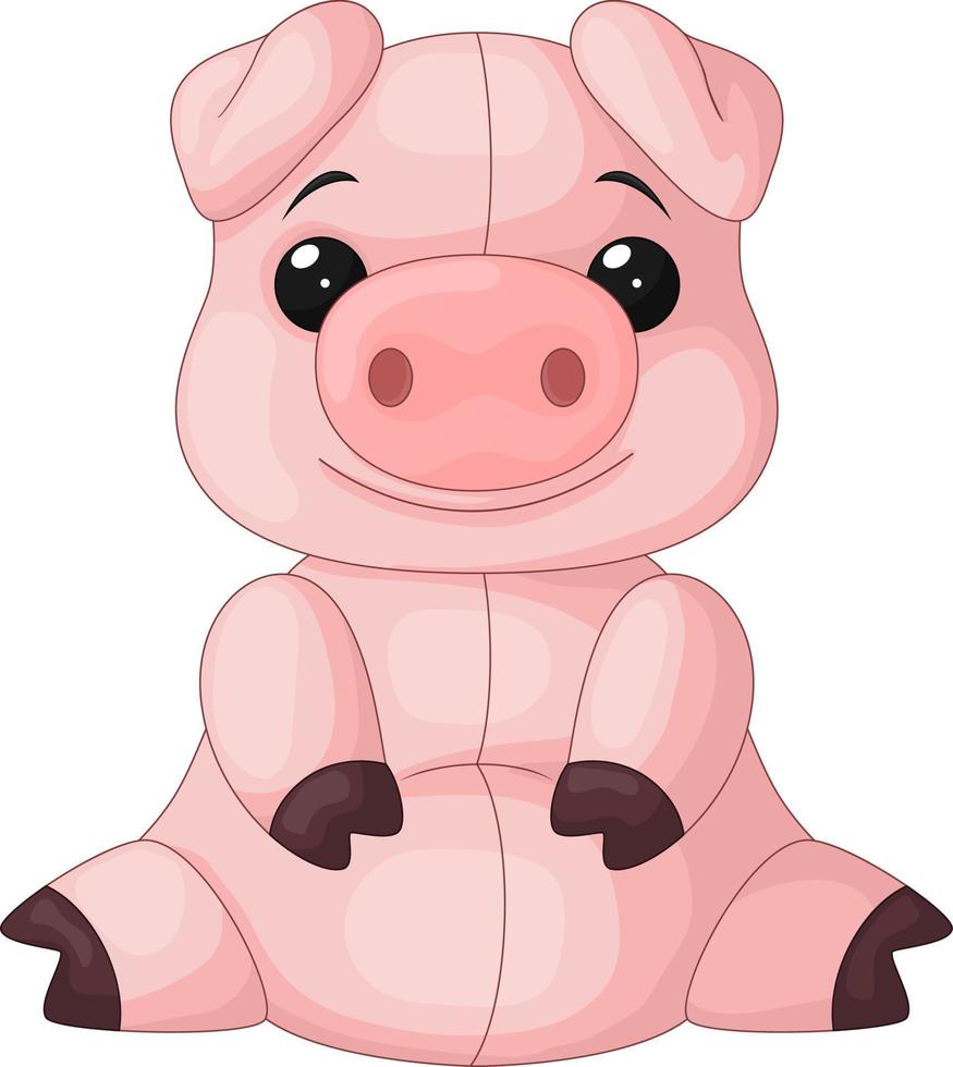 niedliches Baby Schwein Cartoon sitzend vektor