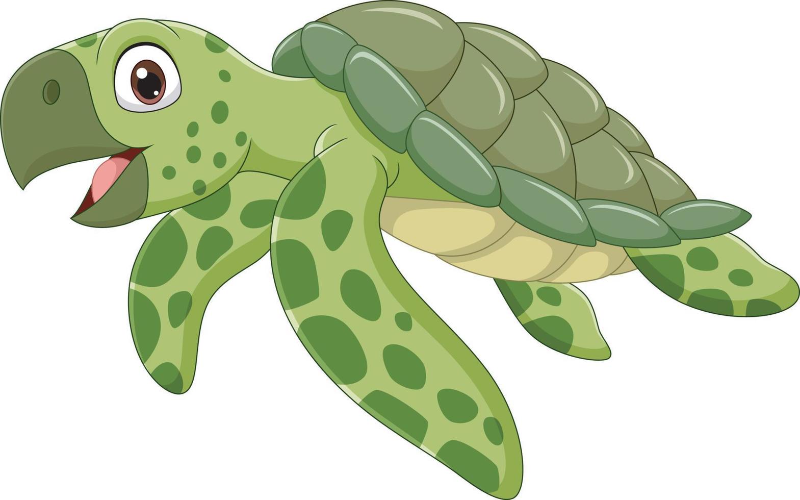 tecknad havssköldpadda isolerad på vit bakgrund vektor