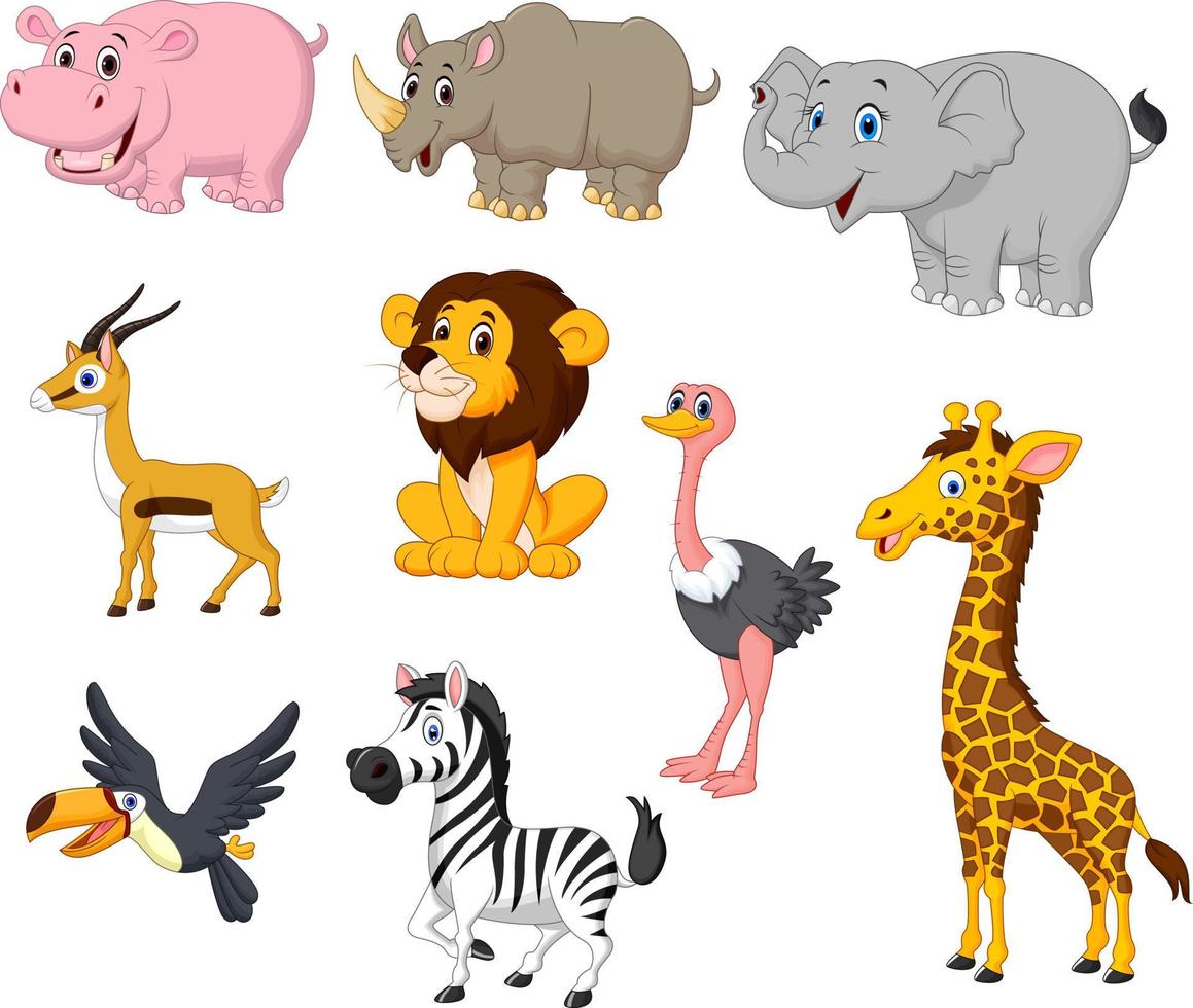tecknade vilda djur samling set vektor