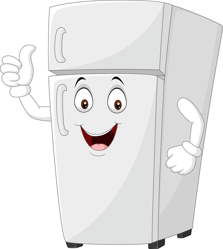 tecknad kylskåp maskot ger tummen upp vektor