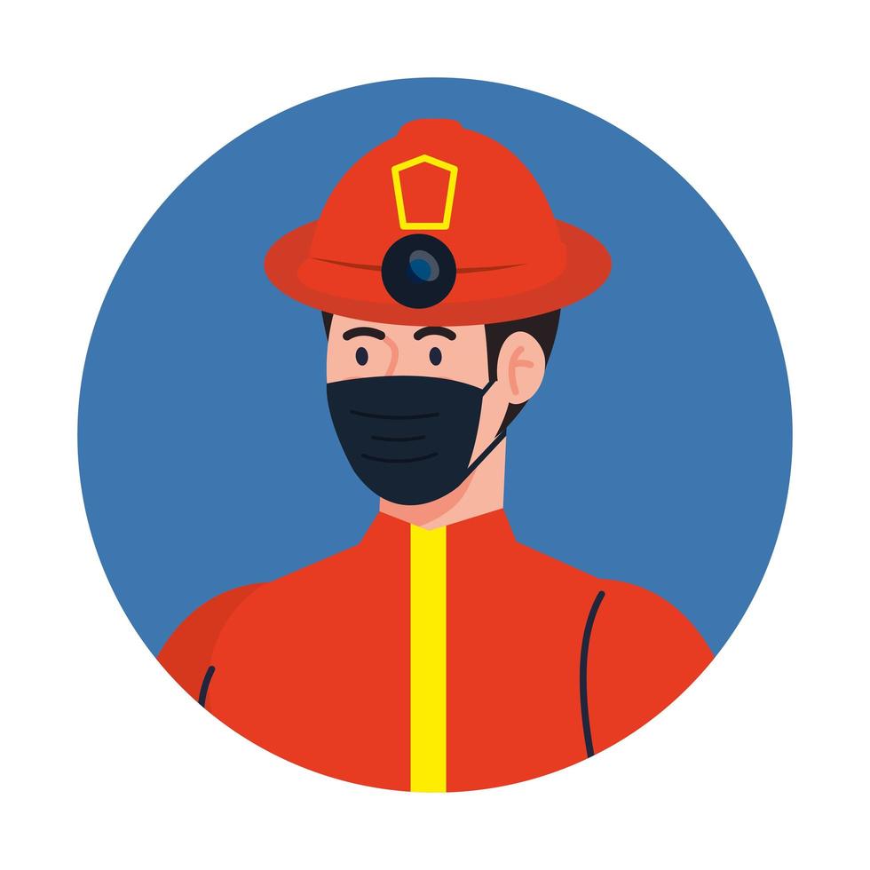 männlicher Feuerwehrmann mit Maskenvektordesign vektor