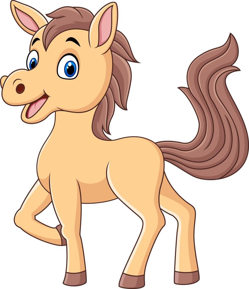niedliche Baby-Pony-Karikatur isoliert auf weißem Hintergrund vektor
