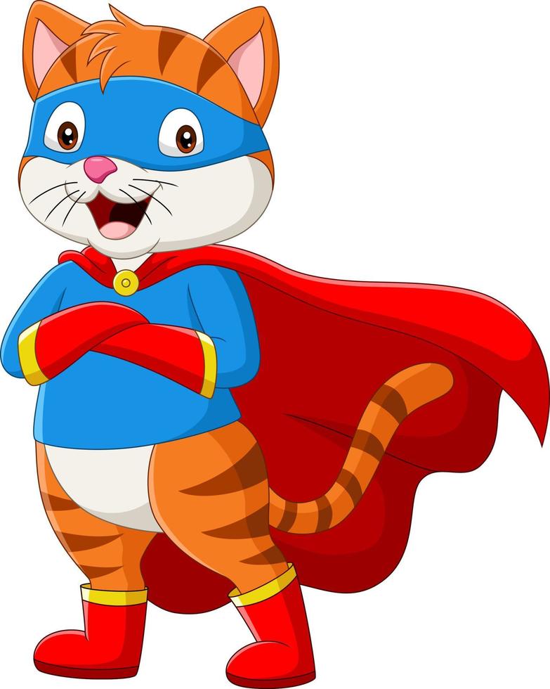 Cartoon-Superhelden-Katze mit Augenmaske vektor