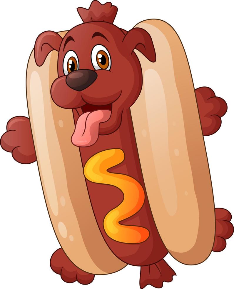 Hot-Dog-Welpen-Cartoon-Figur vektor