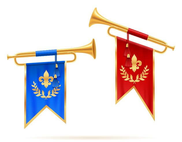 kung kunglig gyllene horn trumpet vektor illustration