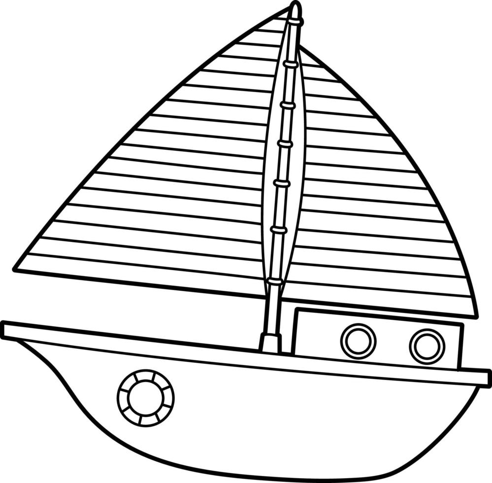 segelbåt målarbok isolerad för barn vektor