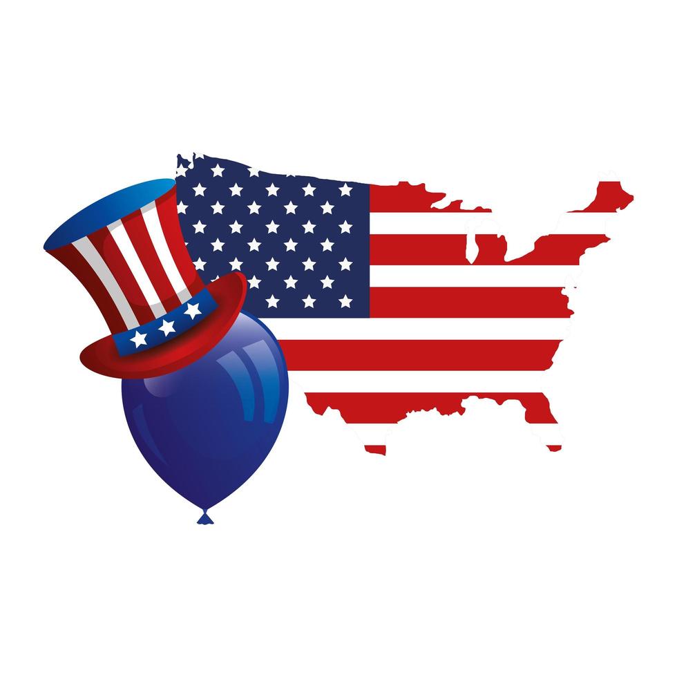 hut traditionell mit karte usa und ballon helium vektor