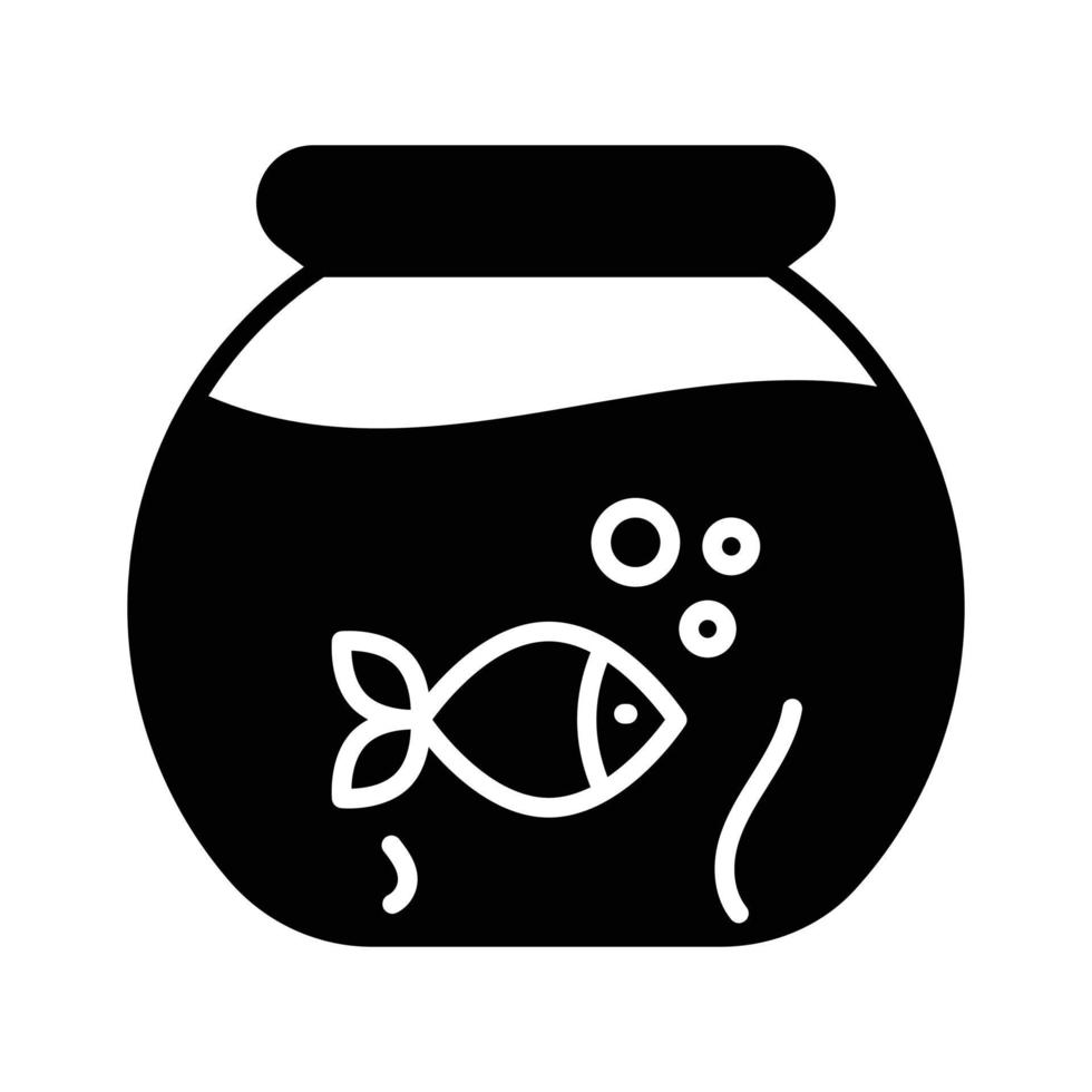 Goldfisch in einem Topf Glyphen-Symbol Tiervektor vektor