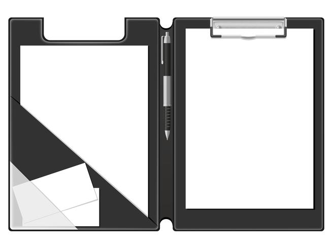 Zwischenablage Ordner leeres Blatt Papier und Stift-Vektor-Illustration vektor