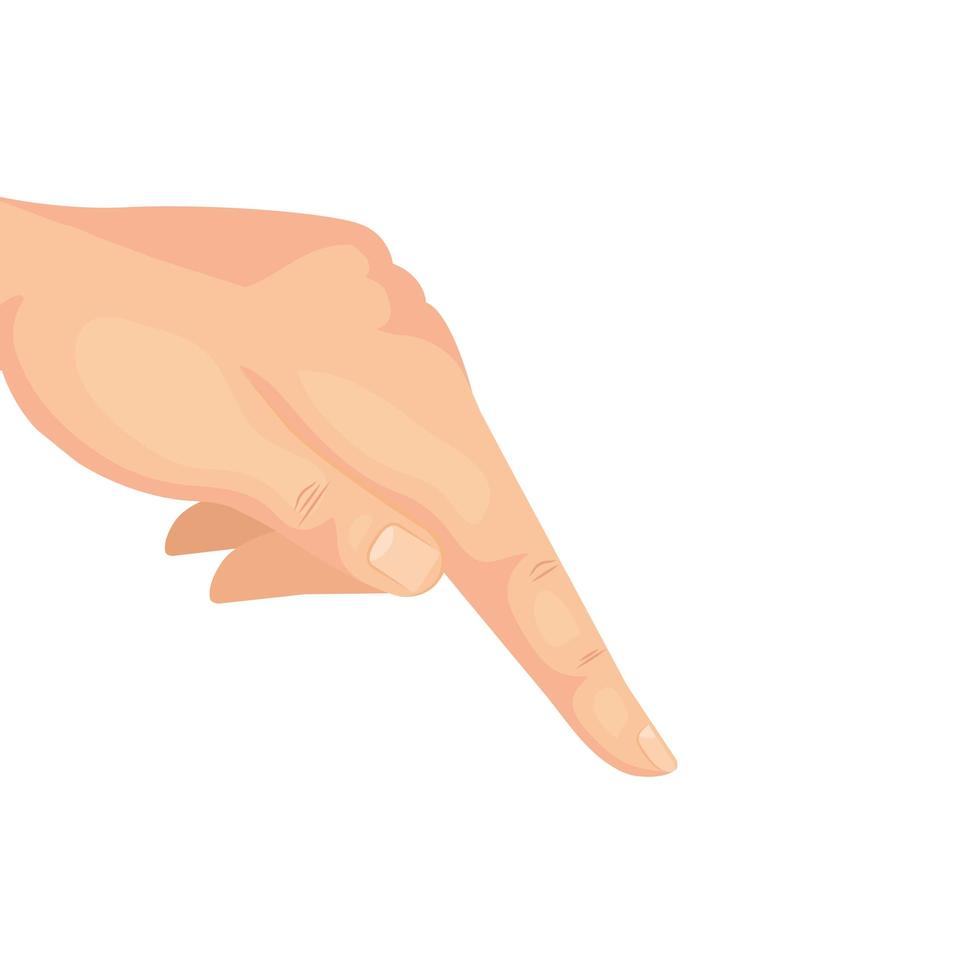 Hand mit Zeigefinger nach unten auf weißem Hintergrund vektor