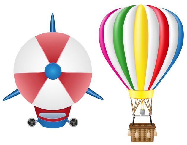 Luftschiff Zeppelin und Heißluftballon-Vektor-Illustration vektor