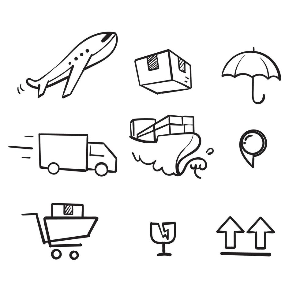 handritad doodle leverans frakt ikon illustration relaterade isolerade vektor