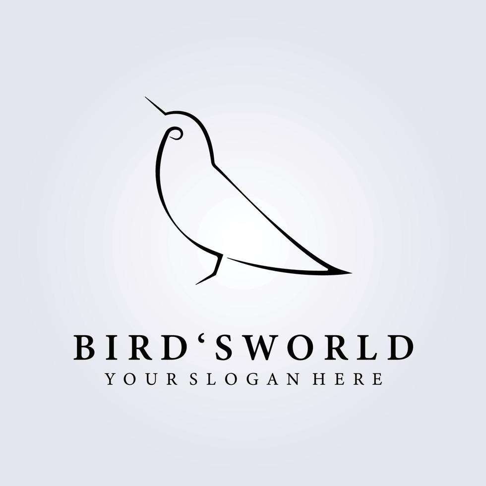 Vogelliebhaber, Logo-Vektorillustrationsdesign der Vogelwelt, Mini-Vogellogo mit einfacher Linie vektor