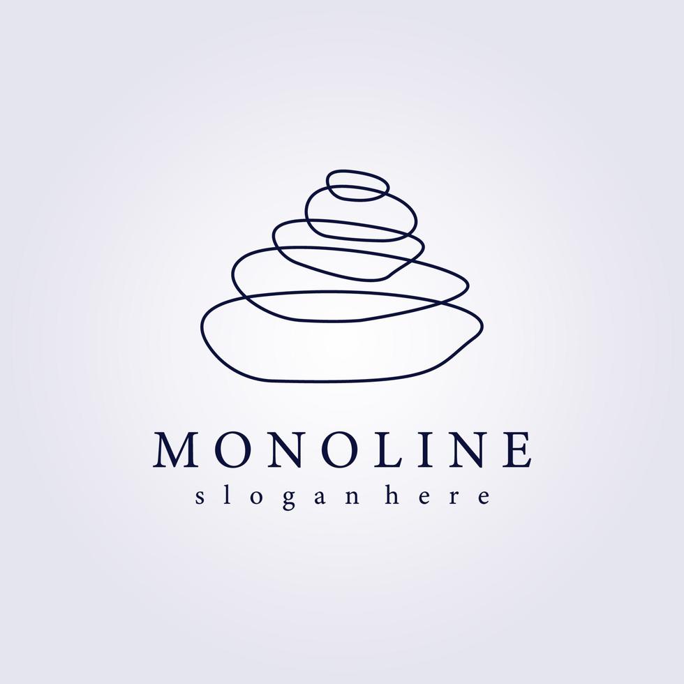 Monoline Linie abstrakt Stein Logo Symbol Symbol Rock Vektor Illustration Design Gleichgewicht Stein Zen