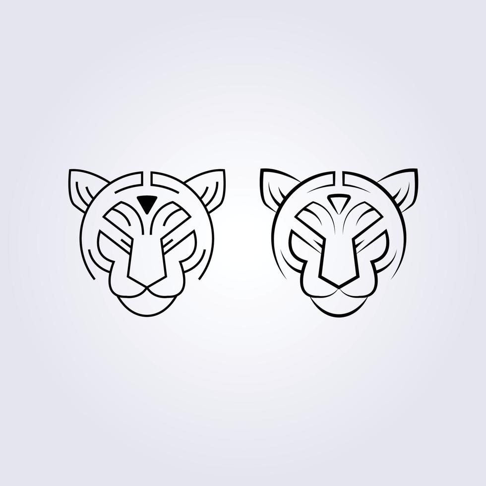 lejon, katt, tigerhuvud ikon logotyp symbol vektor illustration design enkel streckteckning