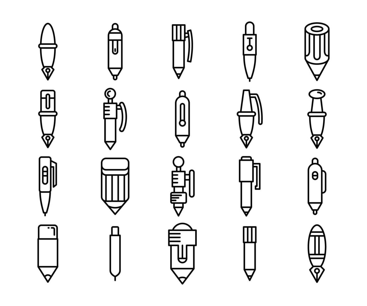 Symbole für Schreibwaren und Schreibwerkzeuge vektor