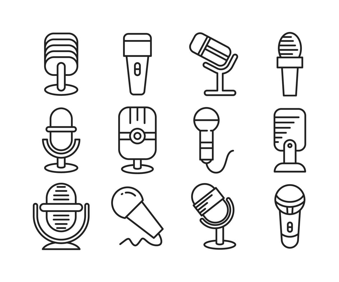 mikrofon linje ikoner vektor