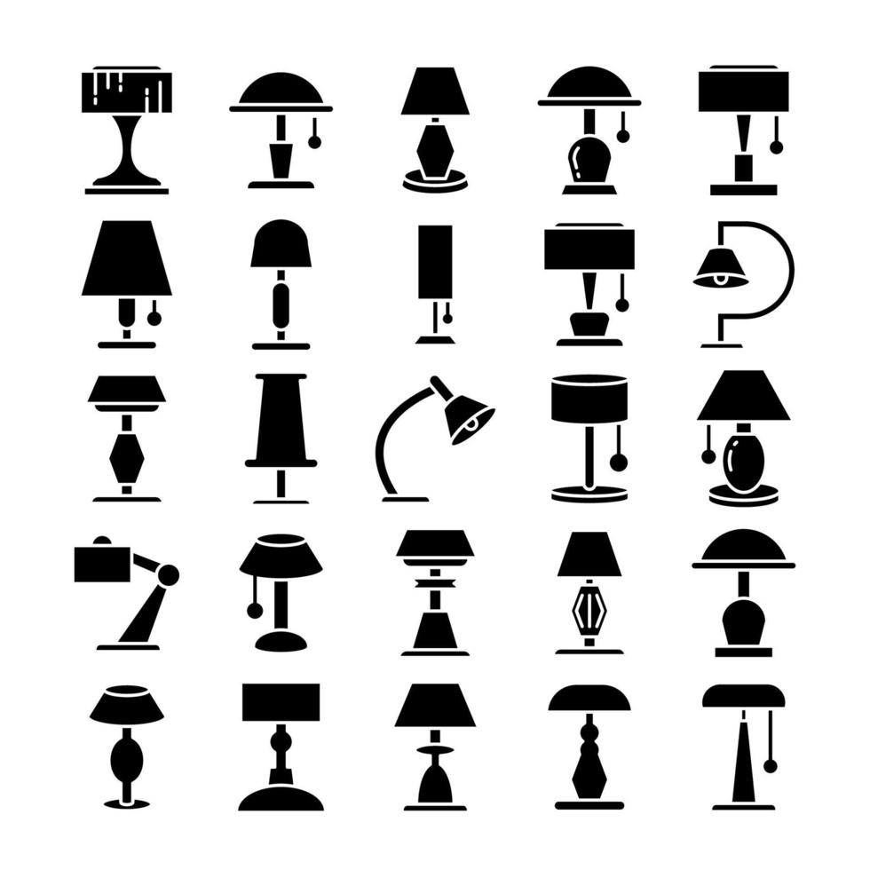 Symbole für Nachttischlampen und Tischlampen vektor