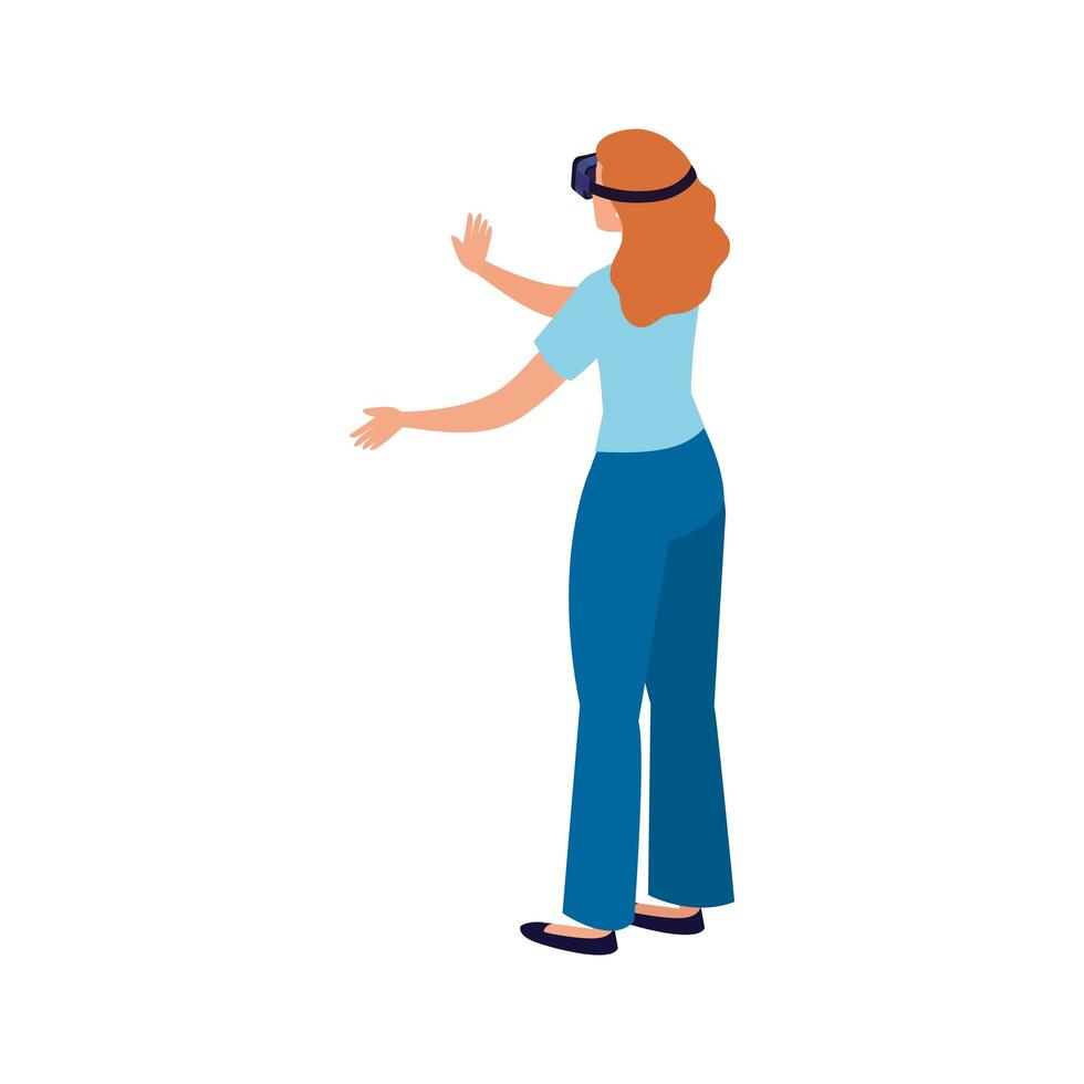 Frau mit Brille virtuelle Realität auf weißem Hintergrund vektor