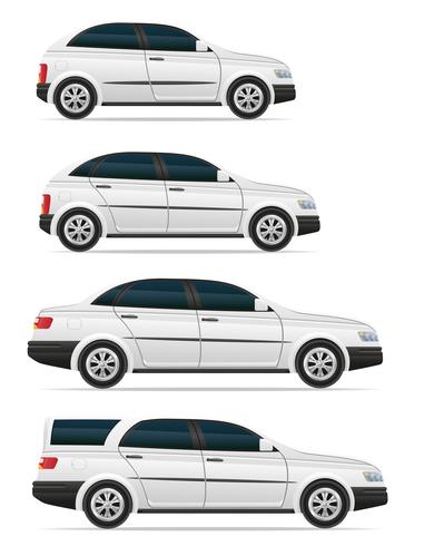 Ange ikoner personbilar med olika kroppar vektor illustration