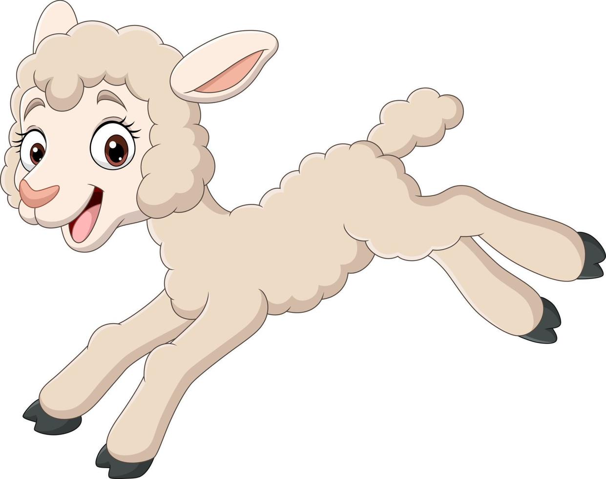 tecknad baby lamm hoppar på vit bakgrund vektor